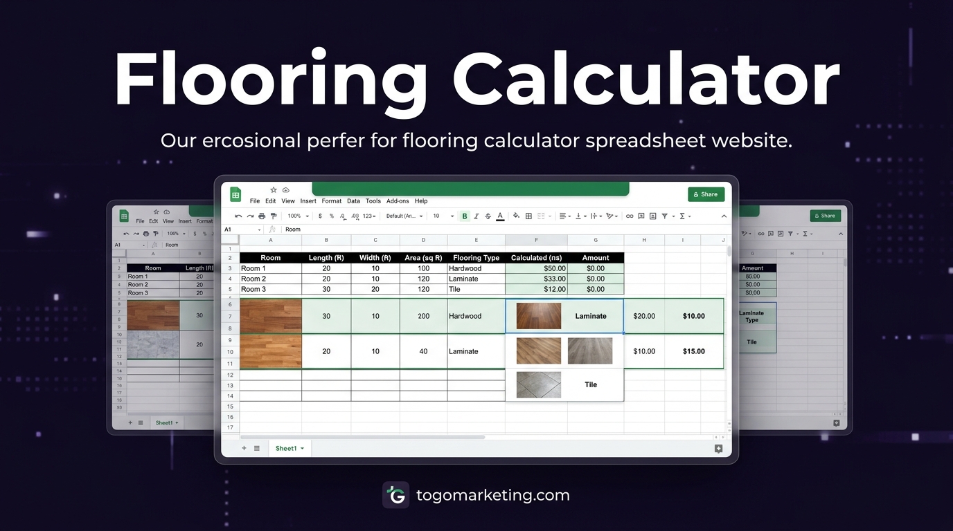 Flooring calculator spreadsheet preview showing material quantity and installation cost estimator