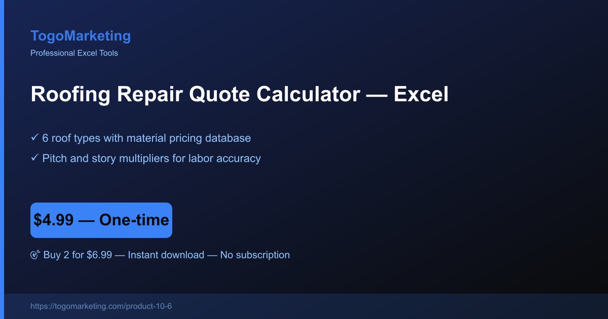 Roofing Repair Quote Generator (Leak Type, Shingle Type, Pitch) preview