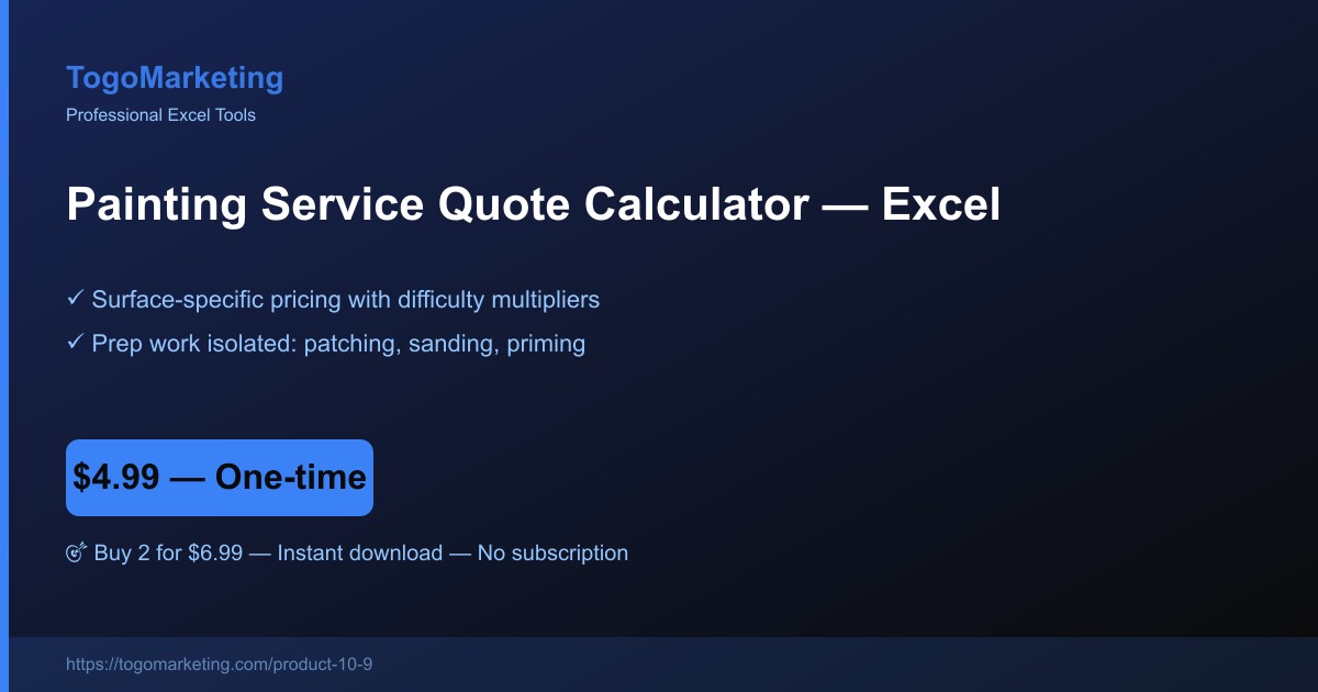 Painting Service Quoting Calculator (Interior/Exterior, Sq Ft, Condition) preview