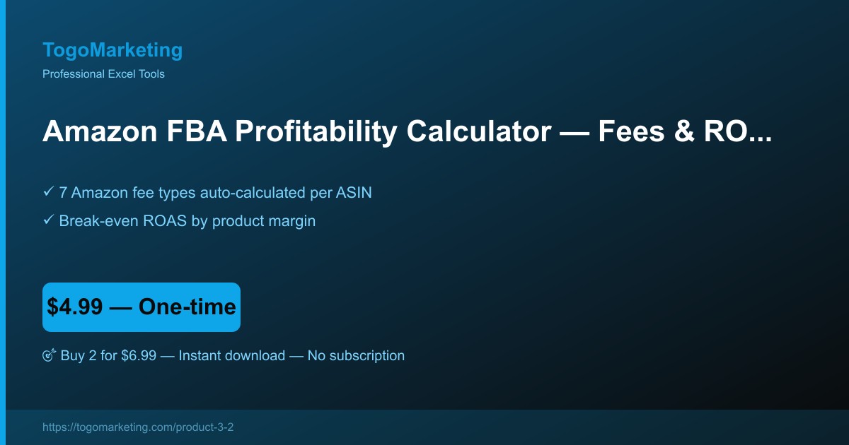 Amazon FBA Profitability Calculator (Fees, Storage, Returns, Referral) preview