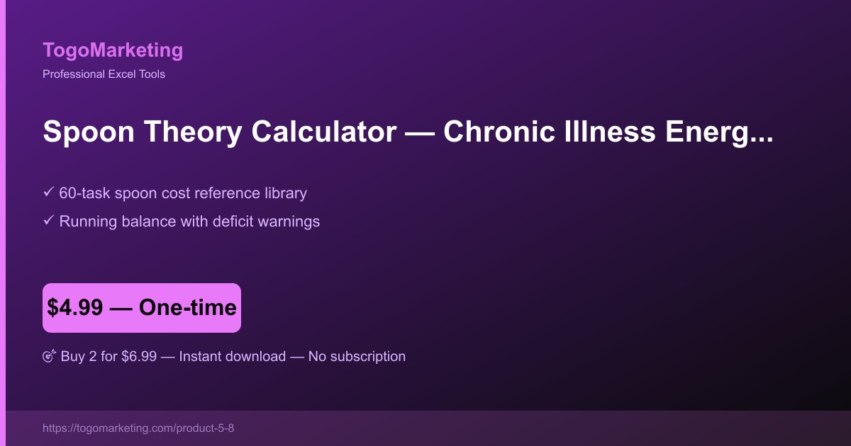 Spoon theory tracker preview — energy budget planner for chronic illness
