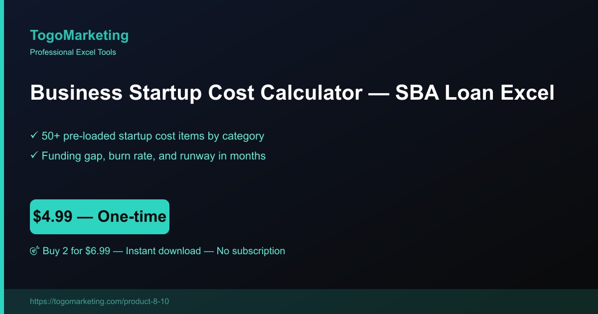 Business Startup Cost Calculator & First-Year Projection Model preview