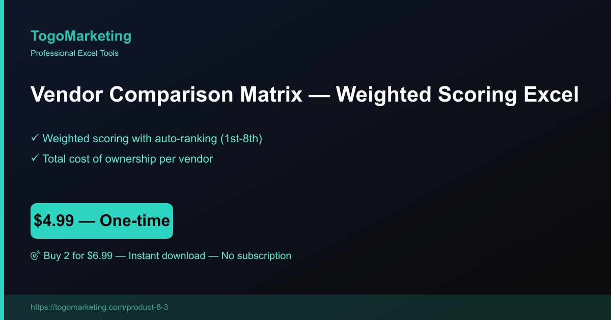 Vendor / Supplier Comparison Matrix & Evaluation Scorecard preview