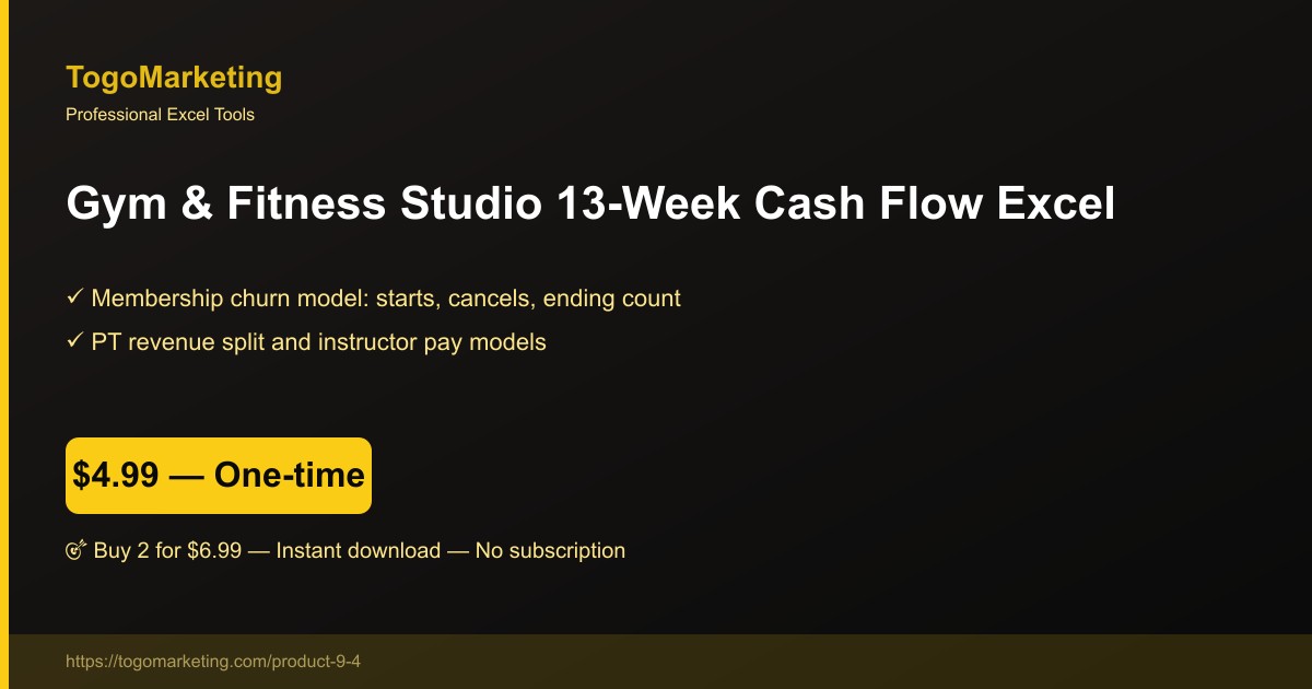 Gym / Fitness Studio Cash Flow with Membership Churn & Seasonal Patterns preview